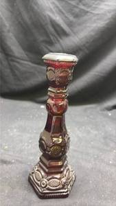 lot 44 image: Avon 1876 Cape Cod Collection Ruby Red Glass Candlestick Cologne Bottle - Full