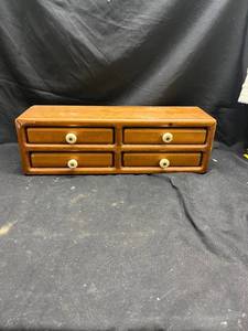 lot 76 image: Wood Storage Box 4 Drawer Organizer with Knobs