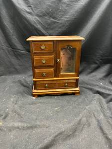 lot 78 image: Wood Jewelry Armoire with Drawers and Glass Display Cabinet