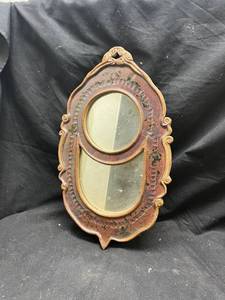 lot 83 image: Ornate Wall Mirror with Two Glass Panels and Decorative Framework