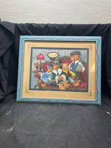 lot 84 image: Framed Teddy Bear Welcome Print Home Interiors and Gifts