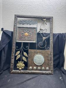 lot 86 image: Decorative Metal Wall Art Panel with Scrollwork Leaf and Floral Motifs