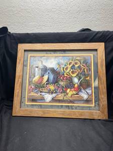 lot 91 image: Home Interiors & Gifts Framed Print Garden Still Life with Sunflowers