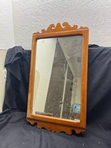 lot 92 image: Wall Mirror with Decorative Frame and Scalloped Crest