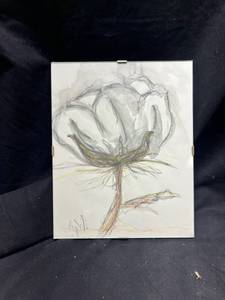 lot 93 image: Original Signed Botanical Drawing Flower with Fish by Angie Ellis