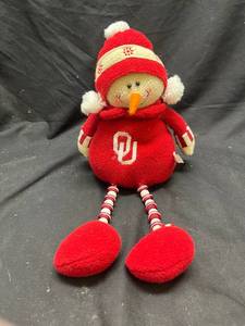 lot 103 image: Snowman Plush Doll OU Red Holiday Decoration with Poseable Limbs