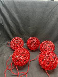 lot 106 image: Red Woven Sphere String Lights 5-Count with UL Listed Cord
