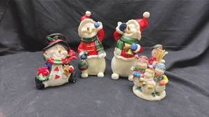 lot 110 image: Snowman Figurine Lot 4 Pieces Holiday Decoration