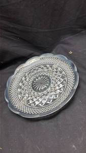 lot 121 image: Cut Glass Plate with Scalloped Rim and Starburst Center