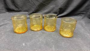 lot 131 image: Amber Glass Drinking Glasses Set of 4