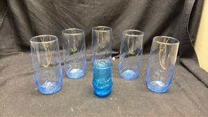 lot 133 image: Blue Glass Drinking Glasses Set of 6