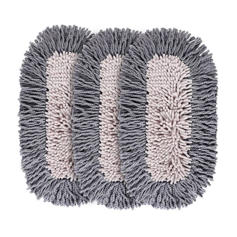 lot 58326 image: Microfiber Dust Mop Replacement Pads for Hardwood Floor Cleaning, Washable and Reusable Chenille Mop Pads 3 Packs - Retail $16