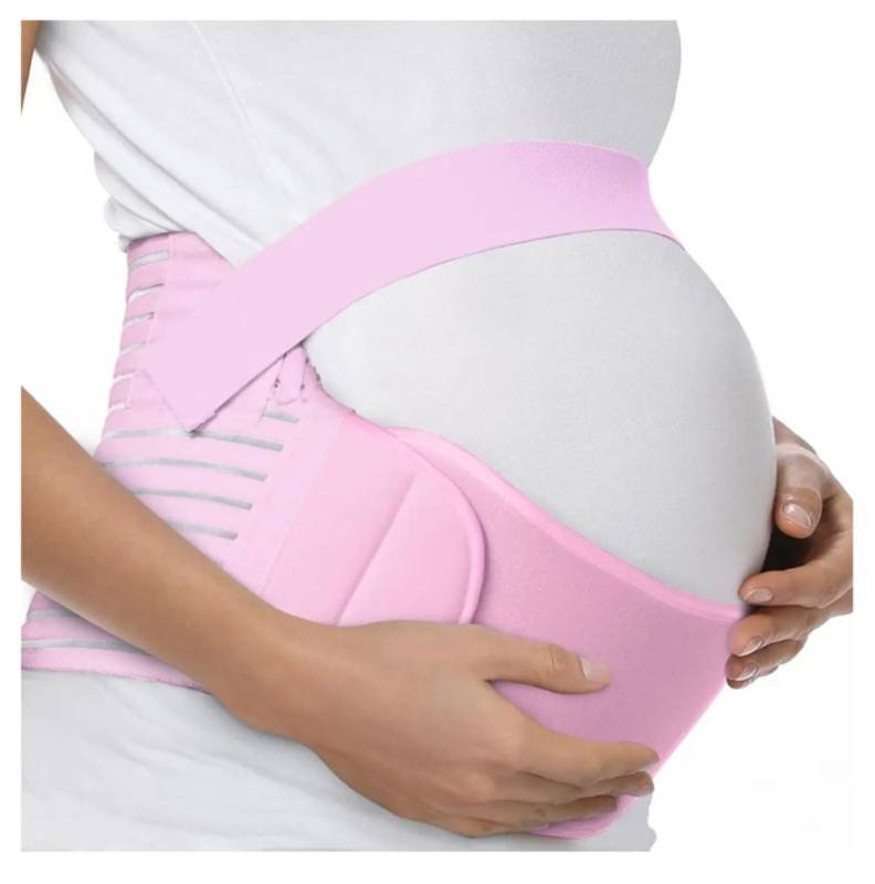 lot 58376 image: Maternity Belt Back Support Belly Band Pregnancy Belt Support Brace Abdominal Binder Waist Support Pink L - Retail $18