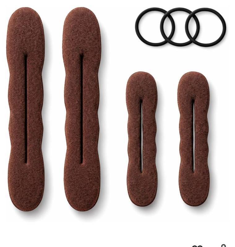 lot 58414 image: Styla Hair Magic Bun Maker (2 Small, 2 Large) Foam Sponge Bun Shaper Hair Accessories (Brunette) - Retail $8