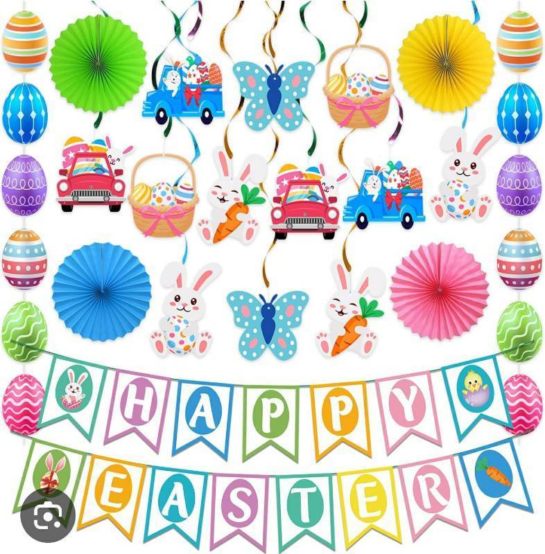 lot 46594 image: Happy Easter Party Decoration Set - Retail $12
