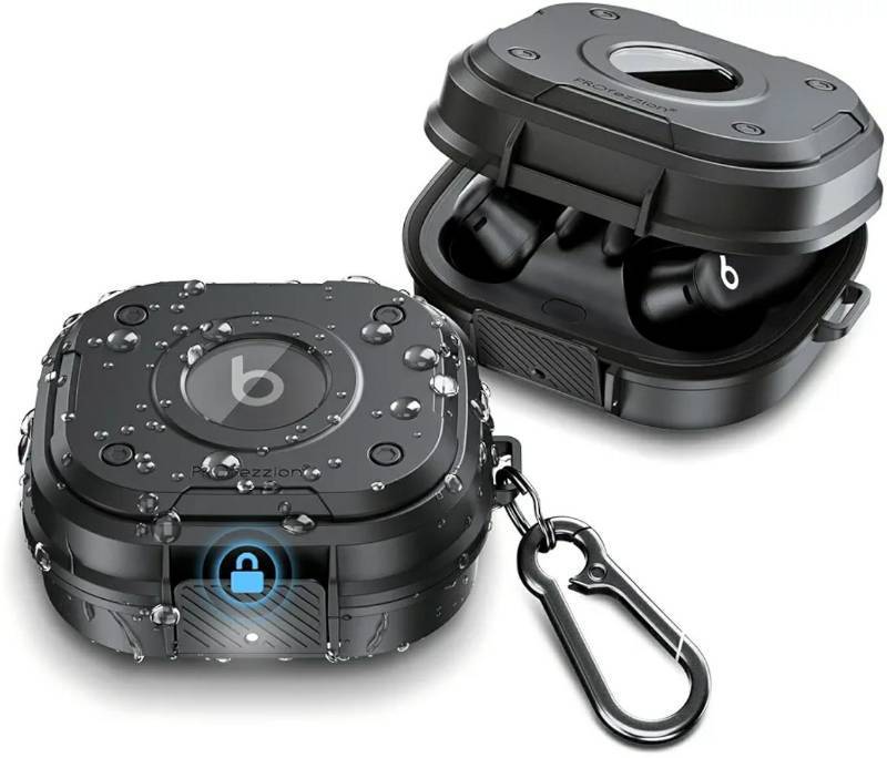 lot 46600 image: Beats Powerbeats Pro 2 Case Cover, Heavy Duty Hard Shell Lock Case with Full Coverage and Secure Locking Latch for Power Beats Pro 2 Earbuds - Jet Black (Not for the Powerbeats Pro 1)
