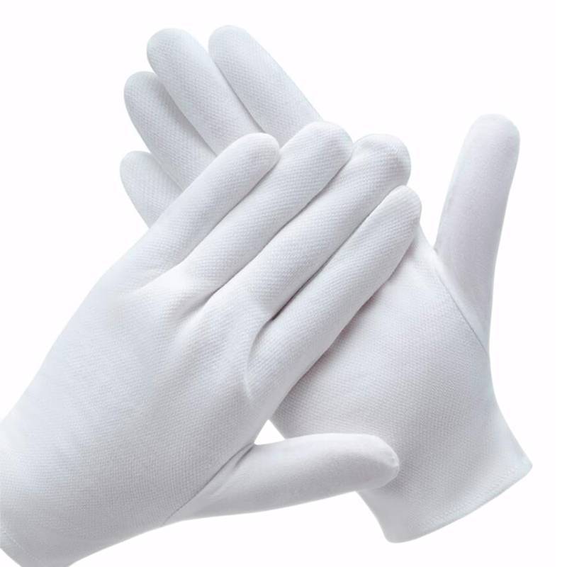 lot 46620 image: 2 Pairs White Cotton Gloves for Dry Hands Eczema SPA Moisturizing - Work Glove Liners for Serving Costume Inspection - Retail $7