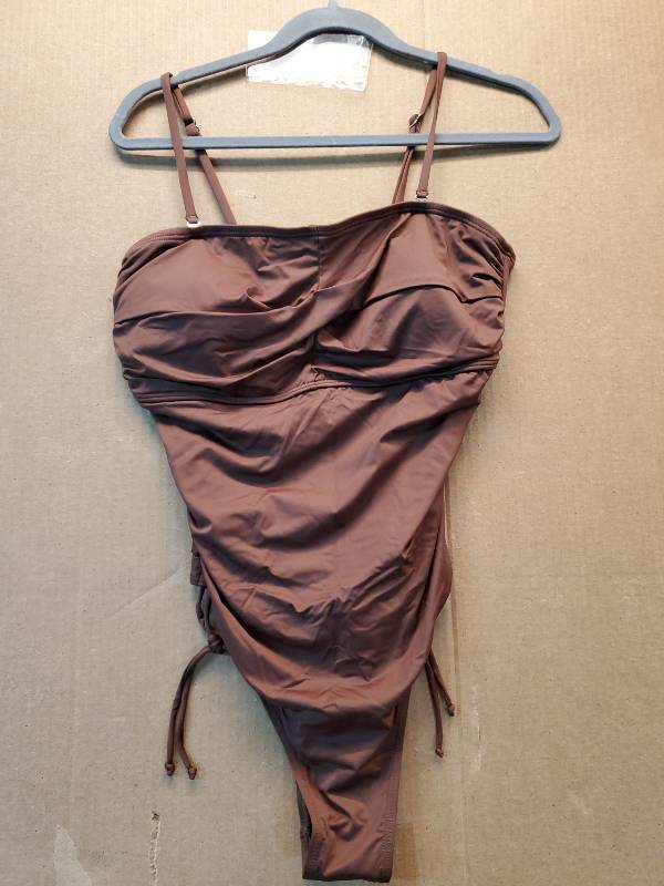 lot 46628 image: Brown Ruched One-Piece Swimsuit XL - Retail $20