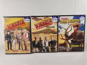 lot 155 image: Bonanza Volume 3 & 4, The Lone Ranger Volume 2 DVD Lot 3-Disc Set