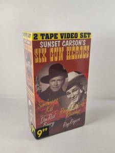 lot 174 image: Sunset Carsons Six Gun Heroes 2 Tape VHS Set Sombrero Kid Rough Riders Roundup