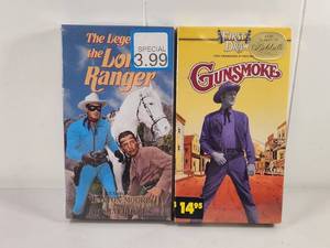 lot 198 image: The Legend of the Lone Ranger and Gunsmoke VHS Tapes 2-Pack