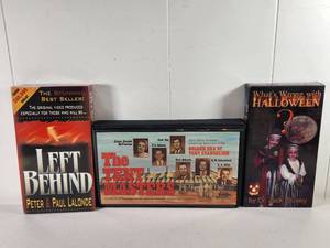 lot 205 image: 3-Video Lot Left Behind, The Tent Masters, Whats Wrong with Halloween