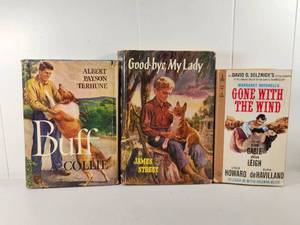 lot 214 image: 3 Classic Literature Books Buff Collie Gone with the Wind Goodbye My Lady