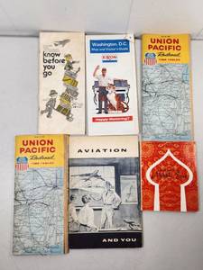 lot 221 image: Lot of 6 Vintage Travel Guides and Brochures Union Pacific Railroad Exxon Aviation