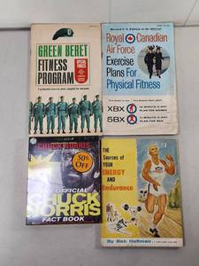 lot 222 image: Lot of 4 Fitness Exercise Books Green Beret Royal Canadian Air Force Chuck Norris Bob Hoffman