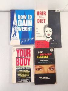 lot 223 image: 4-Book Health & Wellness Lot Weight Gain, Hair Diet, Your Body, See Without Glasses