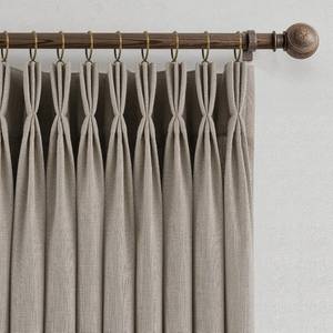 lot 407 image: $70 90-Inch Triple Pinch-Pleat Linen Curtains, 2-Panels, GreyBeige