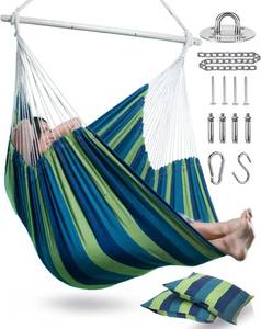 $66 XXL Hammock Chair Rope Swing with 2 Cushions, 500lb