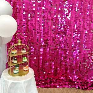 $60 Hot Pink Sequin Backdrop 8x8ft, 1 Panel, 25mm Square Sequin
