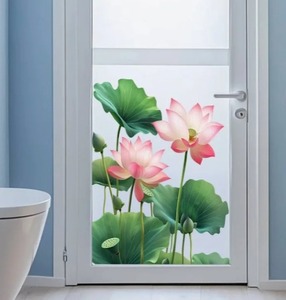 lot 451 image: Pink Lotus Wall Decals, 3D Lotus Leaf Window Stickers, 40x60cm
