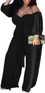 lot 454 image: FYEARFOX Womens Plus Size Off-Shoulder Jumpsuit Wide-Leg Rompers Size S