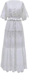 $68 Women Summer Casual Flower Embroidery Dresses Bohemian Beach Size small