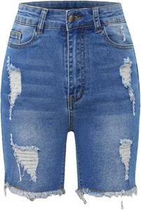 lot 476 image: Women High Waist Harajuku Elastic Gothic Jeans Denim Shorts Size L