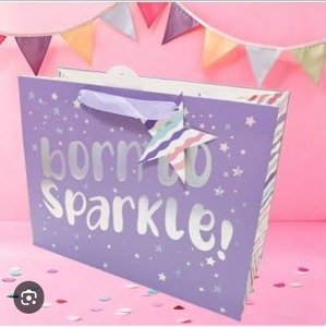 lot 492 image: 4 Pack Purple Born to Sparkle Gift Bags