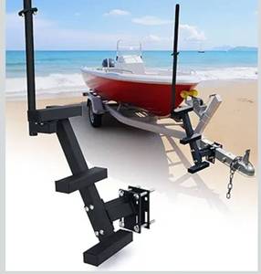 lot 4185 image: Boat Trailer Steps with Handrail Heavy-Duty Boat Boarding Step for the Tongue, Side Mount Non Slip 3 Steps