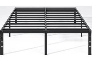 lot 4187 image: JETO Metal Bed Frame,Full Size Bed Frame with Storage Space,Heavy Duty Sturdy Mattress Foundation,Easy Assembly,No Box Spring Needed, Black,14 Inch,Full