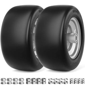 lot 4193 image: RONPOW 11x6.00-5 Flat Free Lawn Mower Tire and Wheel, 11x6x5 Solid Front Tires for Zero Turn Mower, 400Lbs Load, 34, 58 and 12 Bearings, 5.31-7.71 Hub for Residential Commercial, 2Pack Gray