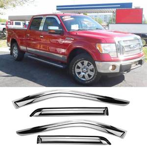 lot 4203 image: Deebior 94155Y Chrome Side Window Visor Wind Vent Deflector,4pc Outside Mount Style Shade Sun Rain Guards Set fit for 2009-2014 ford F150 SupercrewCrew cab with 4 Full Size Doors