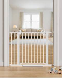 lot 4216 image: Cumbor 29.2-43 Baby Gate for Stairs, Moms Choice Awards Winner-Dog Gate for Doorways, Pressure Mounted Auto-Close Pet Gates for Dogs Indoor, Safety Child Gate with Easy Walk Thru Door, White