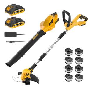 lot 230 image: ZEGJAW 2-in-1 Leaf Blower  12-Inch 20v Cordless String Trimmer Combo Kit, 8 Pcs Replacement Spools, 2x2.0Ah Batteries & Charger Included, for Lawn, Garden,Yard, etc