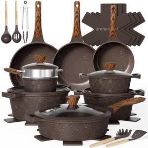lot 4231 image: Umite Chef 26PCS Pots and Pans Set Non Stick, Nonstick Cookware Sets, Induction Cook Ware, Includes Steamer & Silicone Utensils, Housewarming Gift, Kitchen Cooking Sets wFrying pan (PFOS, PFOA Free)