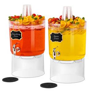 lot 4238 image: 2 Gallon Beverage Dispenser for Parties 2 PACK, BPA-Free Drink Dispenser with No Drip Spigot, Juice Dispensers with Stand, Transparent Plastic Water Dispenser, Drink Fountains with Multi-Function Lid