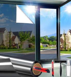 lot 4244 image: One Way Window Privacy Film Sun Heat Blocking, Reflective Mirror for Glass Windows Cover, Static Cling, Removable, Anti-UV, Anti-Glare Window Tint for Home, Black-Silver, 29.5 Inch  78.74 Inch