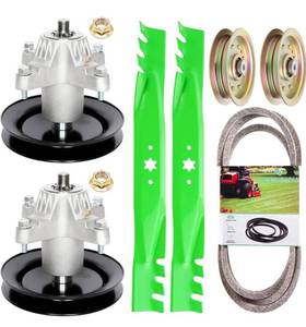 lot 4600 image: 42 inch Deck Rebuild Kit - Fits Cub Cadet RZT42 LT1042 Columbia MTD LT1040 Troy Bilt 42 Bronco Super, 2 Spindle (918-0659) 2 Blade (942-04126-X) 1 Belt (954-04045) 2 Idler (956-04129)