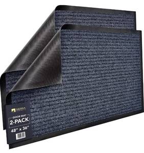 lot 4602 image: Front Door Mat X-Large Welcome Floor Mats - Entryway Indoor Outdoor Entrance Doormat, Patio, Porch, Muddy Dog Shoe, Inside Outside Low Profile 48x36in, 2-Pack Steel Gray