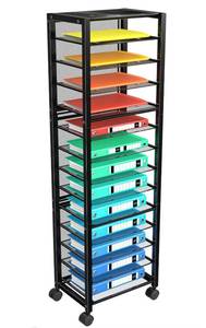 lot 4606 image: Simple Trending 14 Tier Rolling File Cart, Desk File Organizer, Paper Letter Storage Rolling Clutter Cart for Office, Home, School, Black